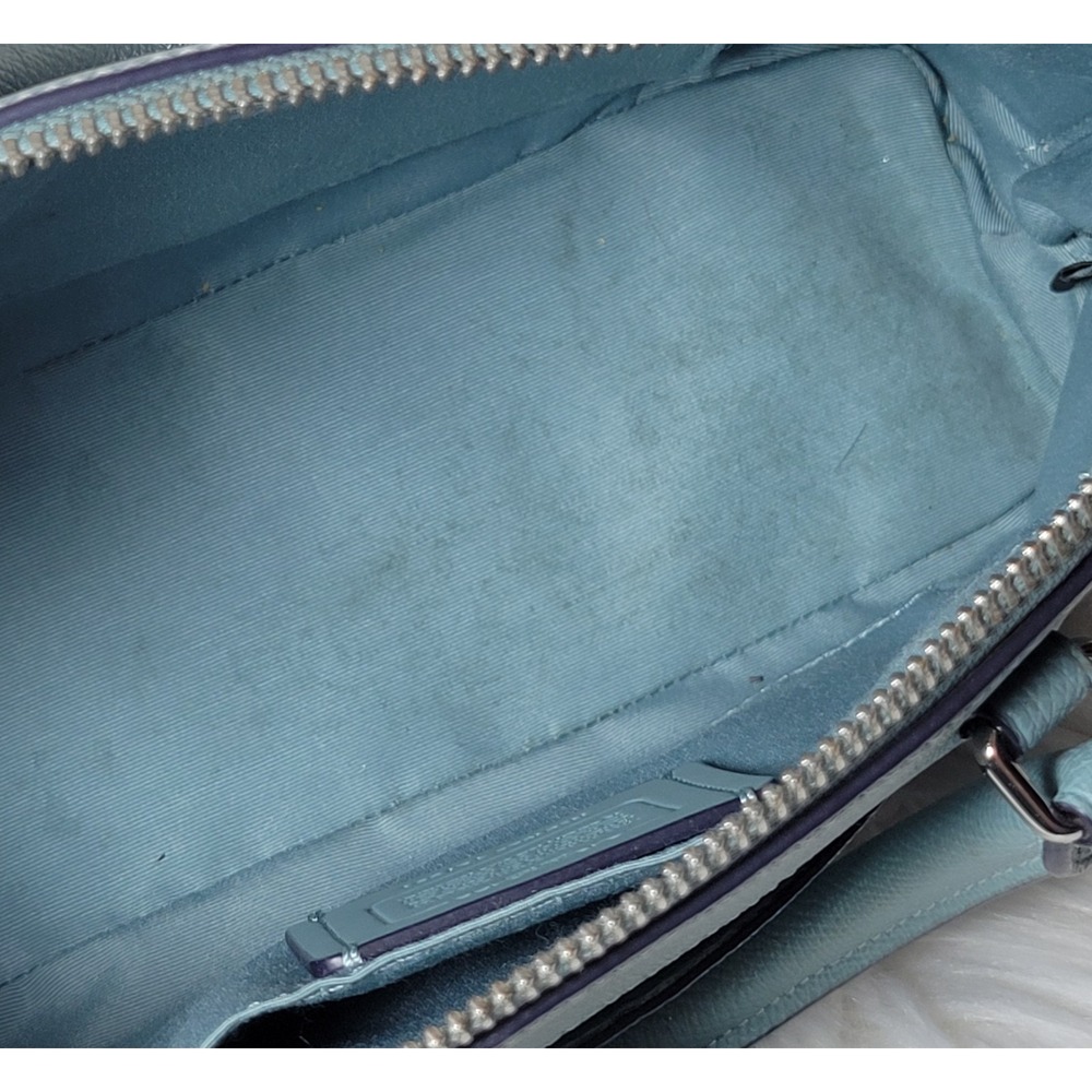 Coach Mini Sierra Satchel Leather Bag Teal/Marine Green Handbag Purse - Picture 9 of 11